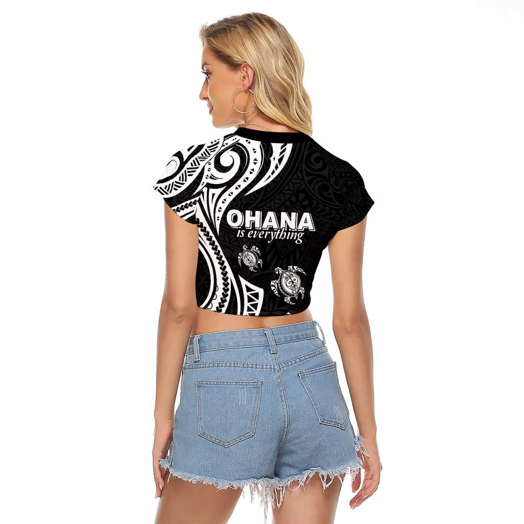 Hawaii Ohana Means Family Raglan Cropped T Shirt Sea Turtle Polynesian Style