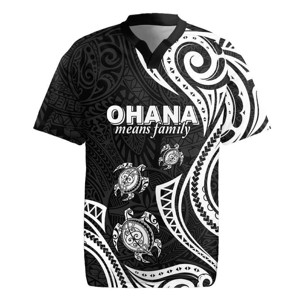 Hawaii Ohana Means Family Rugby Jersey Sea Turtle Polynesian Style