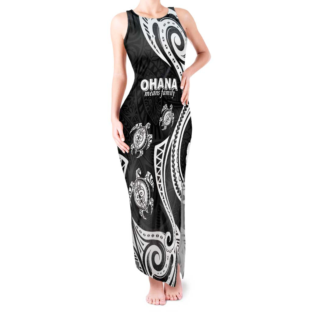 Hawaii Ohana Means Family Tank Maxi Dress Sea Turtle Polynesian Style