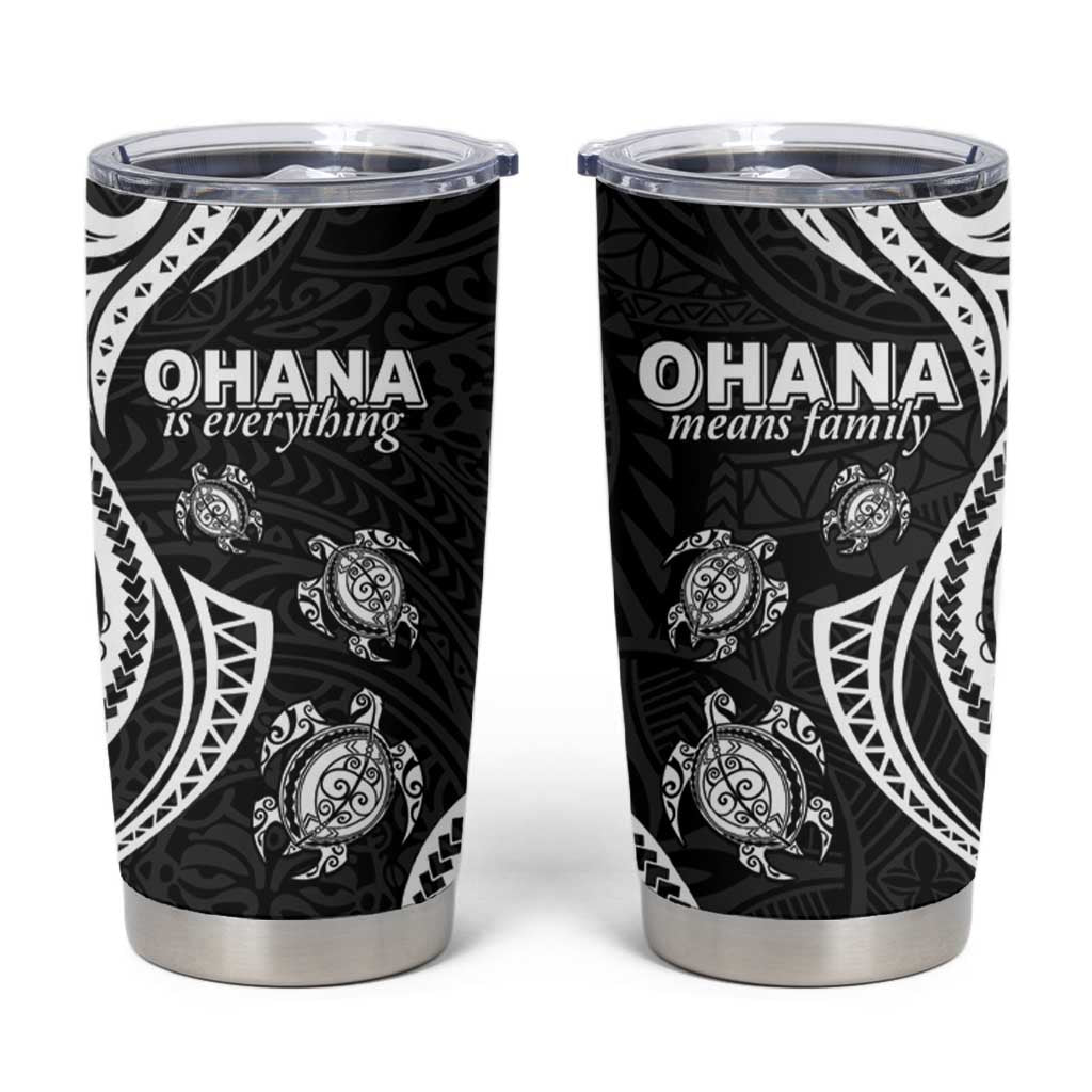 Hawaii Ohana Means Family Tumbler Cup Sea Turtle Polynesian Style