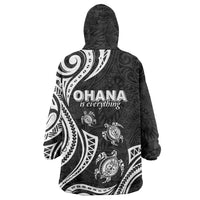 Hawaii Ohana Means Family Wearable Blanket Hoodie Sea Turtle Polynesian Style