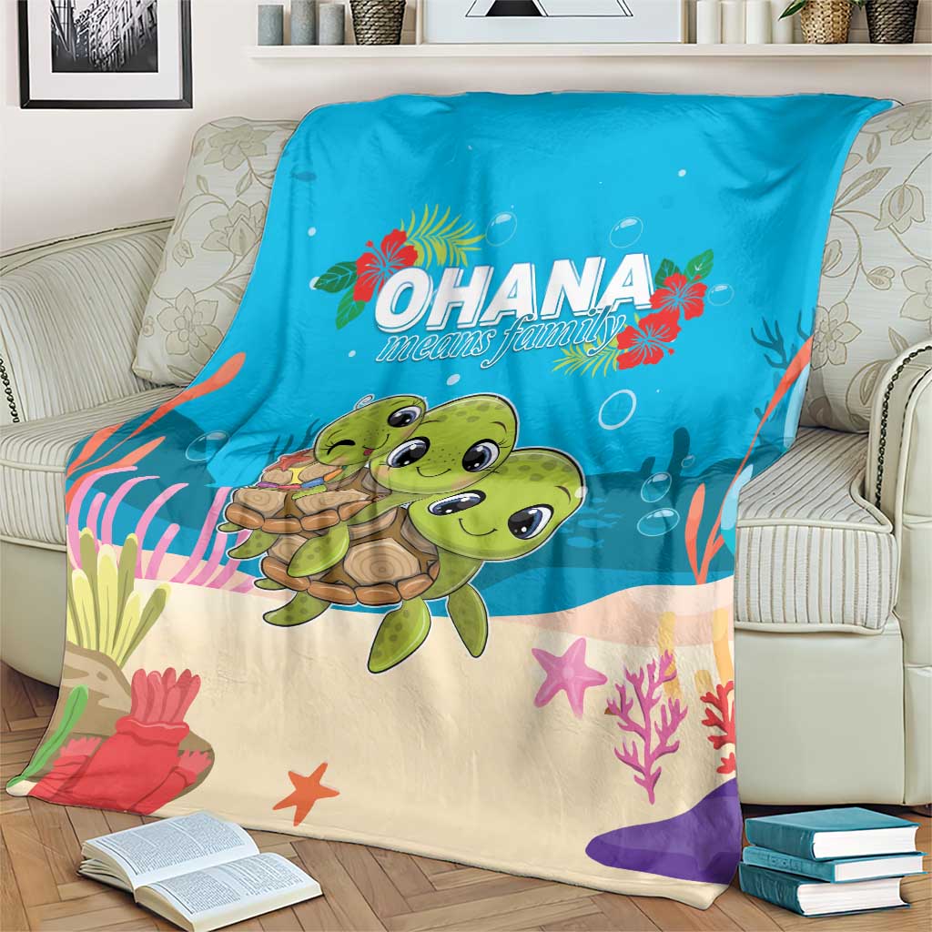 Ohana Hawaii Blanket Kawaii Family Turtle