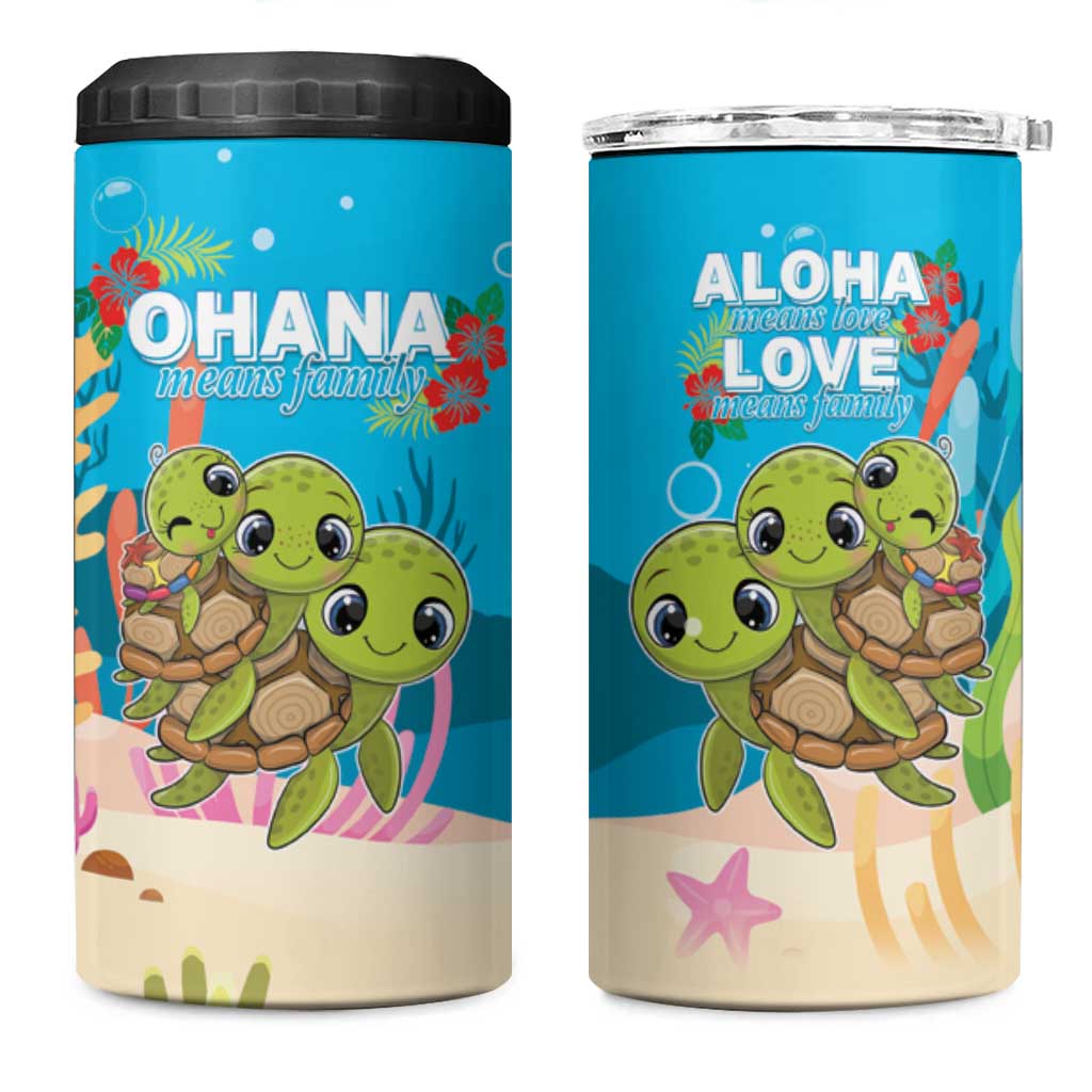 Ohana Hawaii 4 in 1 Can Cooler Tumbler Kawaii Family Turtle