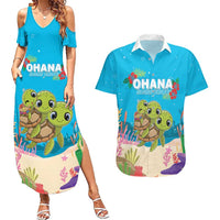 Ohana Hawaii Couples Matching Summer Maxi Dress and Hawaiian Shirt Kawaii Family Turtle