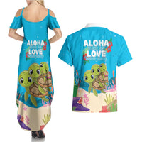 Ohana Hawaii Couples Matching Summer Maxi Dress and Hawaiian Shirt Kawaii Family Turtle