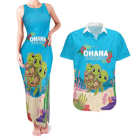 Ohana Hawaii Couples Matching Tank Maxi Dress and Hawaiian Shirt Kawaii Family Turtle