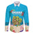 Ohana Hawaii Family Matching Long Sleeve Bodycon Dress and Hawaiian Shirt Kawaii Family Turtle