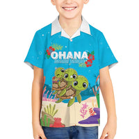 Ohana Hawaii Family Matching Short Sleeve Bodycon Dress and Hawaiian Shirt Kawaii Family Turtle