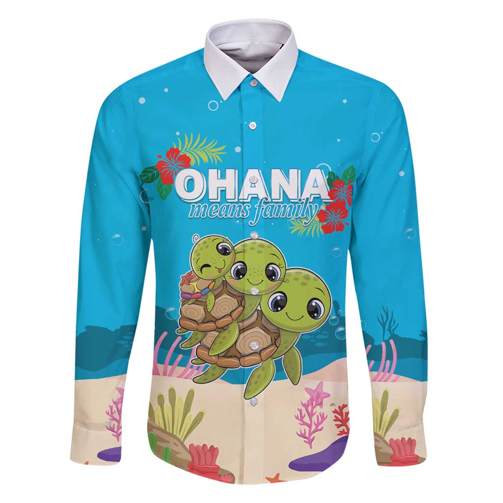 Ohana Hawaii Family Matching Summer Maxi Dress and Hawaiian Shirt Kawaii Family Turtle