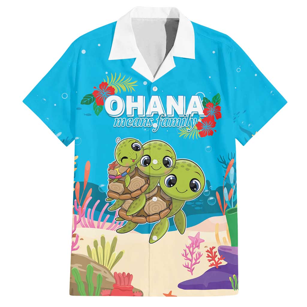 Ohana Hawaii Family Matching Tank Maxi Dress and Hawaiian Shirt Kawaii Family Turtle