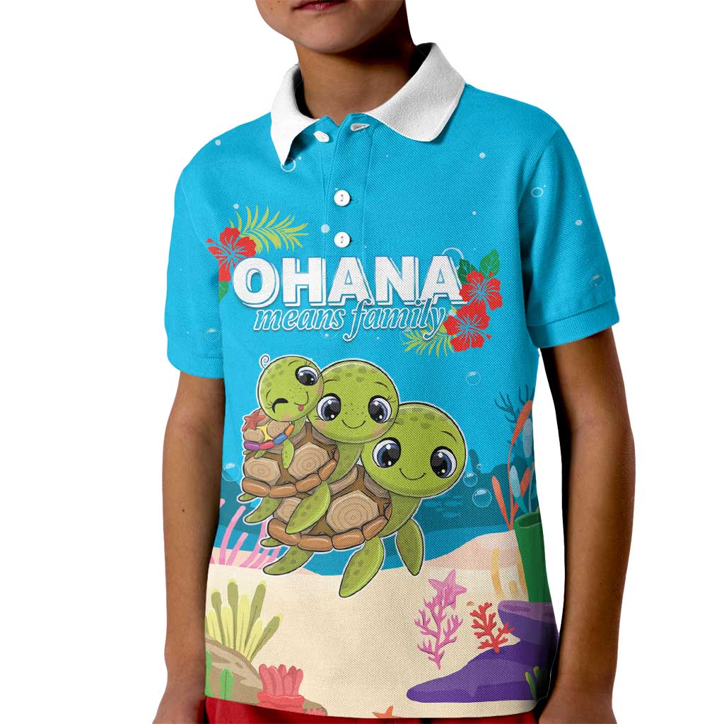 Ohana Hawaii Kid Polo Shirt Kawaii Family Turtle