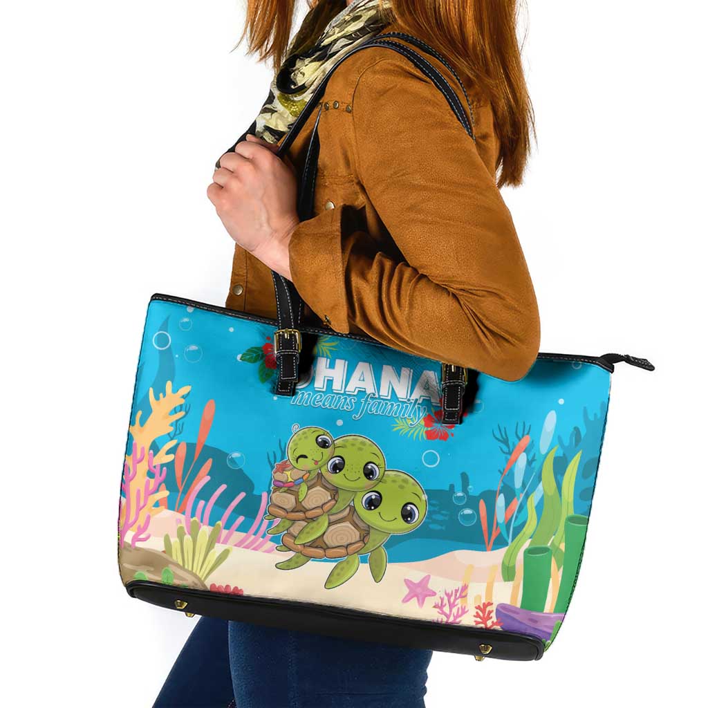 Ohana Hawaii Leather Tote Bag Kawaii Family Turtle