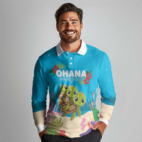 Ohana Hawaii Long Sleeve Polo Shirt Kawaii Family Turtle LT05 - Polynesian Pride