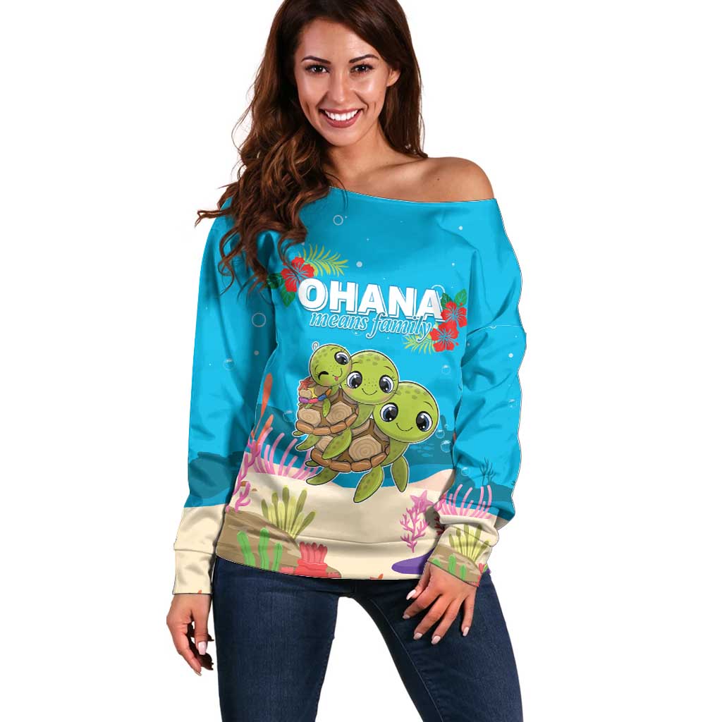 Ohana Hawaii Off Shoulder Sweater Kawaii Family Turtle