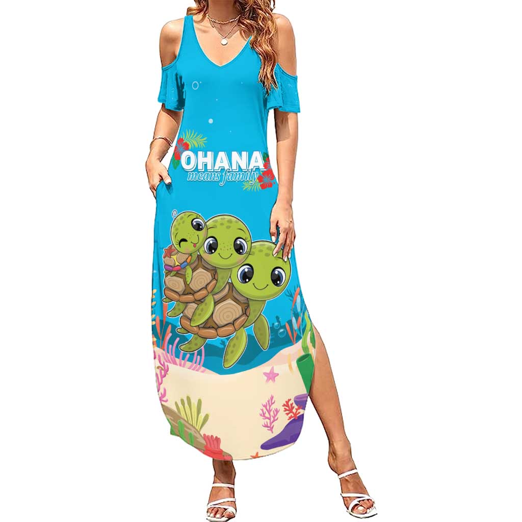 Ohana Hawaii Summer Maxi Dress Kawaii Family Turtle