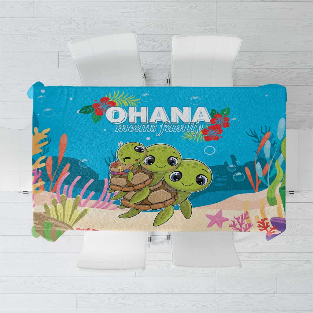 Ohana Hawaii Tablecloth Kawaii Family Turtle