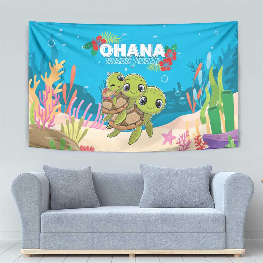 Ohana Hawaii Tapestry Kawaii Family Turtle