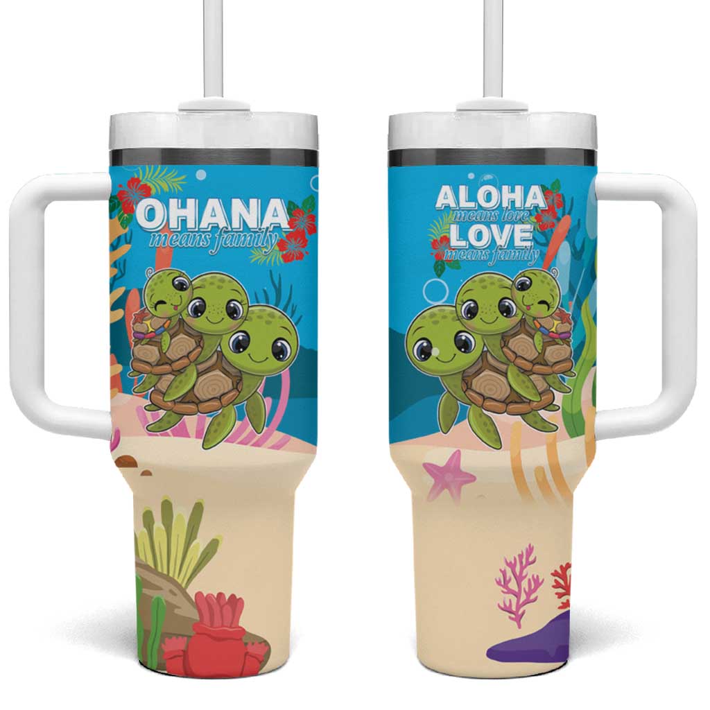 Ohana Hawaii Tumbler With Handle Kawaii Family Turtle