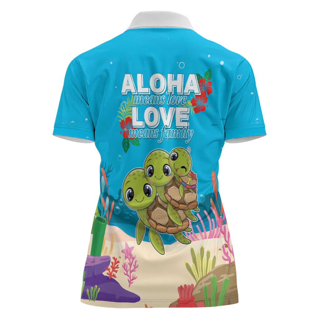 Ohana Hawaii Women Polo Shirt Kawaii Family Turtle