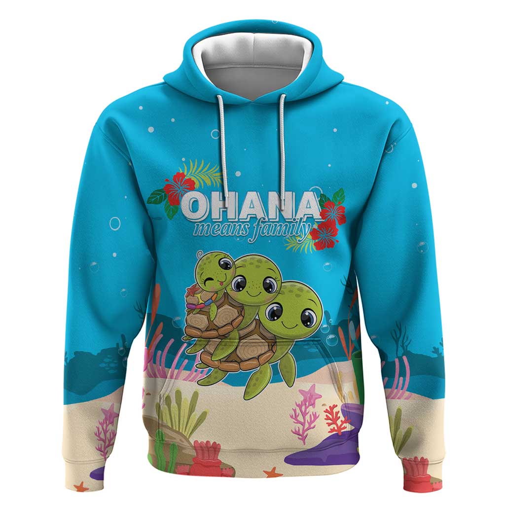 Ohana Hawaii Zip Hoodie Kawaii Family Turtle