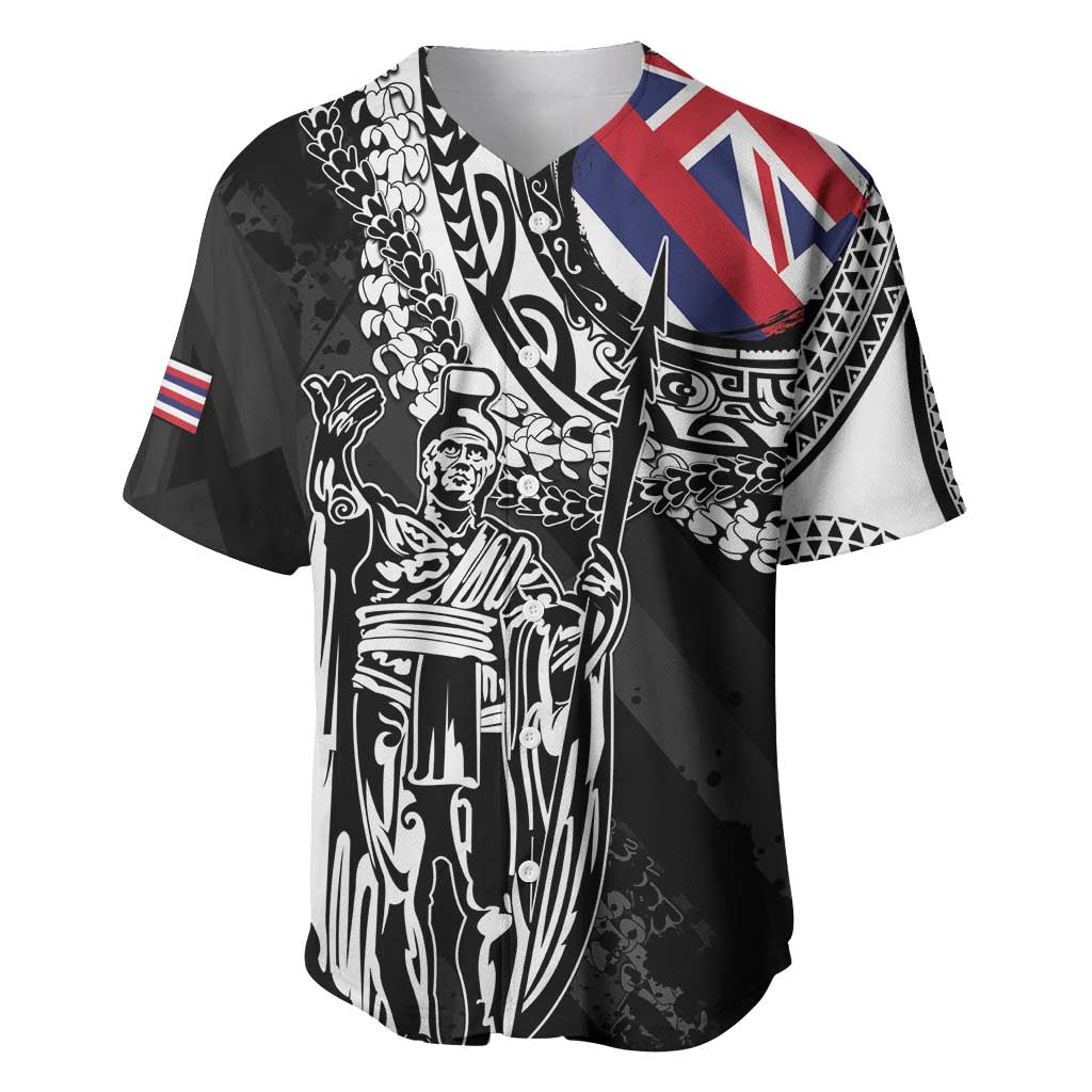 Hawaii King Flag Baseball Jersey Hawaiian Maile Lei - Polynesian Pride