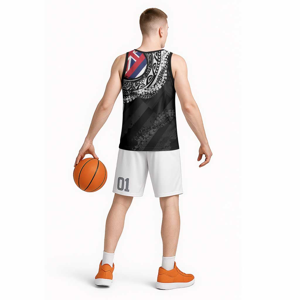 Hawaii King Flag Basketball Jersey Hawaiian Maile Lei - Polynesian Pride