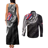 Hawaii King Flag Couples Matching Tank Maxi Dress and Long Sleeve Button Shirt Hawaiian Maile Lei LT05 - Polynesian Pride