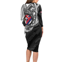 Hawaii King Flag Family Matching Long Sleeve Bodycon Dress and Hawaiian Shirt Hawaiian Maile Lei LT05 - Polynesian Pride