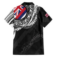 Hawaii King Flag Family Matching Off The Shoulder Long Sleeve Dress and Hawaiian Shirt Hawaiian Maile Lei LT05 - Polynesian Pride