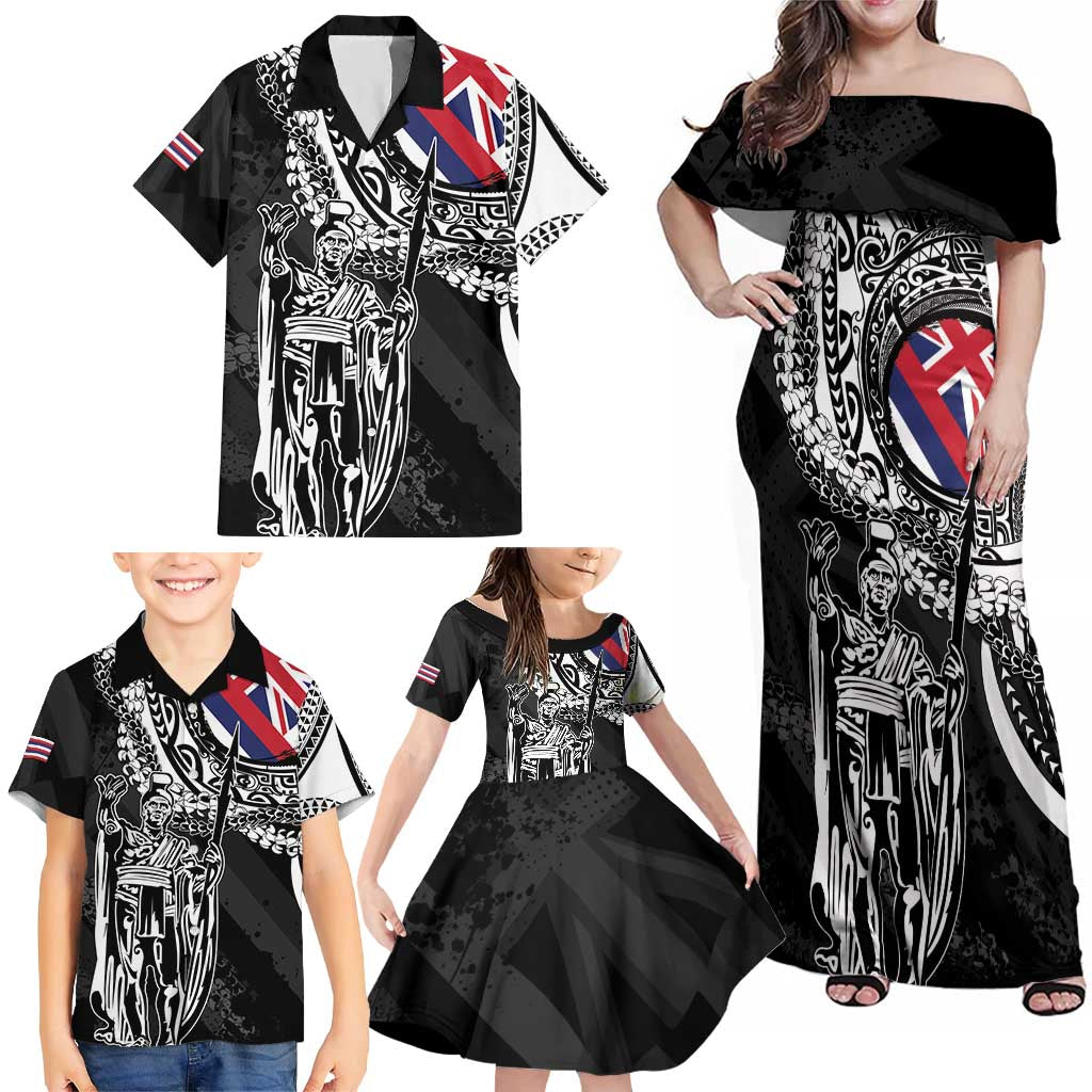 Hawaii King Flag Family Matching Off Shoulder Maxi Dress and Hawaiian Shirt Hawaiian Maile Lei LT05 - Polynesian Pride