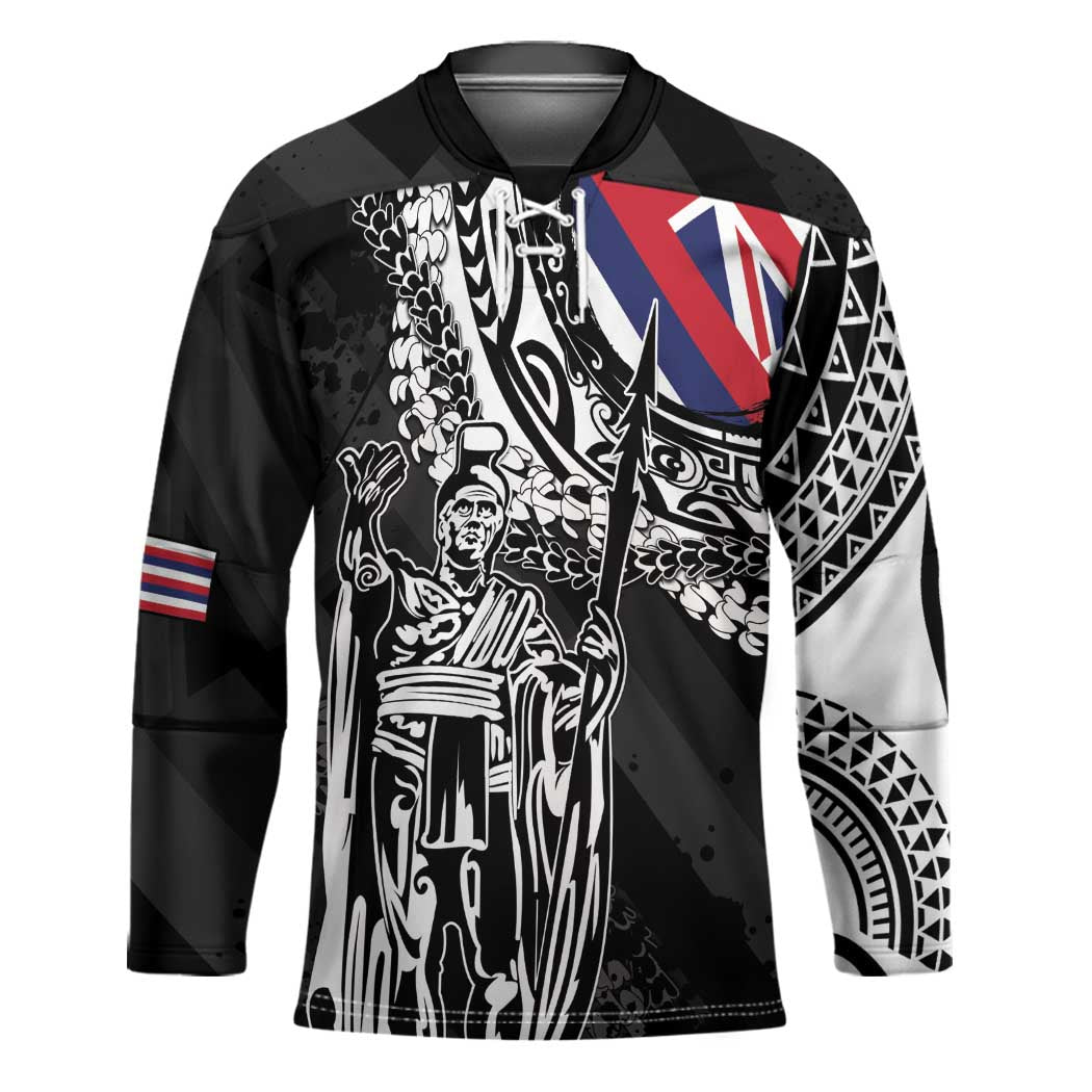 Hawaii King Flag Hockey Jersey Hawaiian Maile Lei - Polynesian Pride