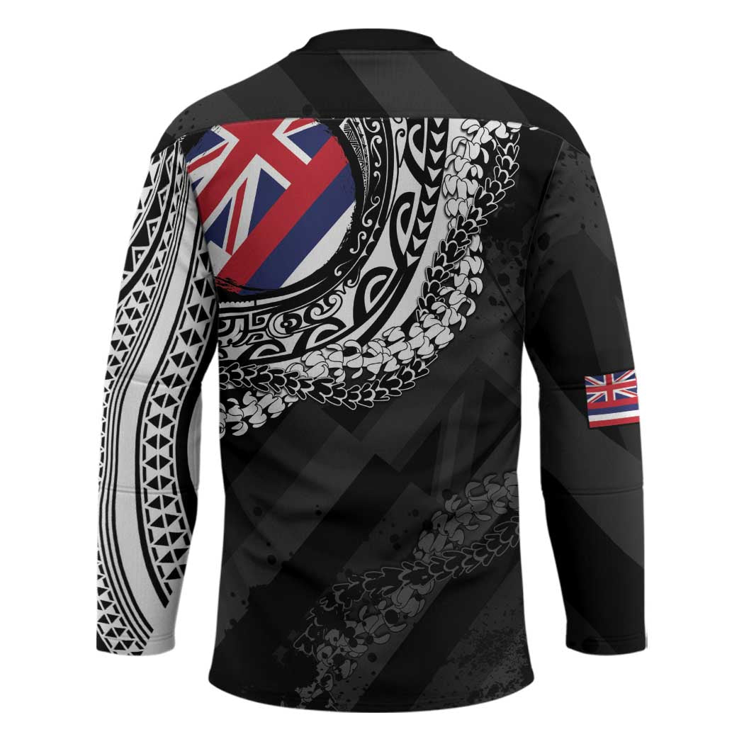 Hawaii King Flag Hockey Jersey Hawaiian Maile Lei - Polynesian Pride