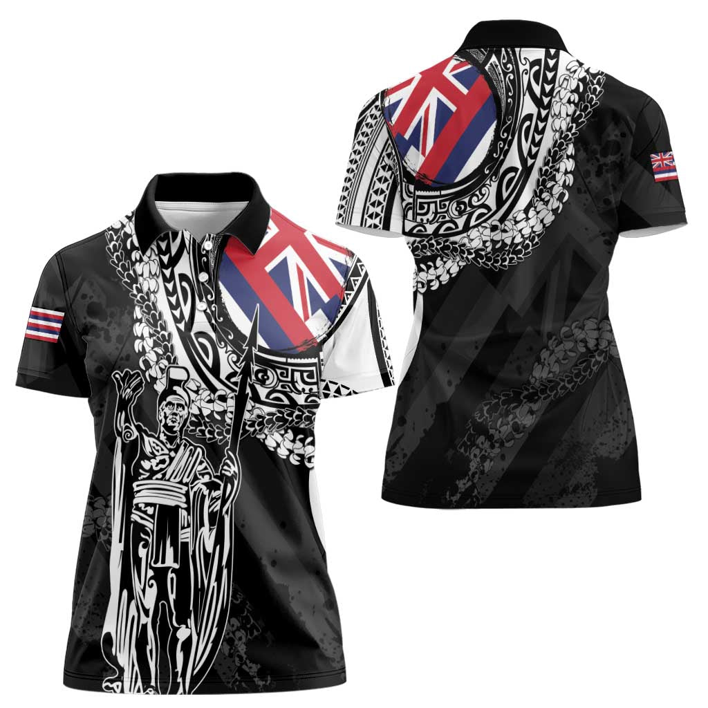 Hawaii King Flag Women Polo Shirt Hawaiian Maile Lei - Polynesian Pride