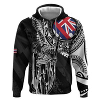 Hawaii King Flag Zip Hoodie Hawaiian Maile Lei - Polynesian Pride
