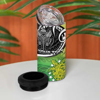 Personalised New Zealand Cook Islands 4 in 1 Can Cooler Tumbler Maori Tiki With Circle Stars Turtle LT05 - Polynesian Pride