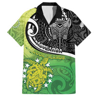 Personalised New Zealand Cook Islands Family Matching Off Shoulder Maxi Dress and Hawaiian Shirt Maori Tiki With Circle Stars Turtle LT05 Dad's Shirt - Short Sleeve Multicolor - Polynesian Pride