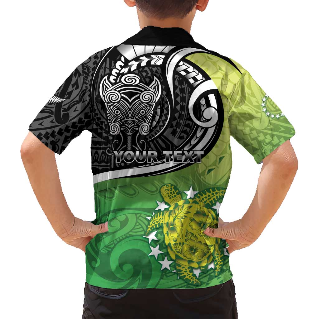Personalised New Zealand Cook Islands Family Matching Puletasi and Hawaiian Shirt Maori Tiki With Circle Stars Turtle LT05 - Polynesian Pride