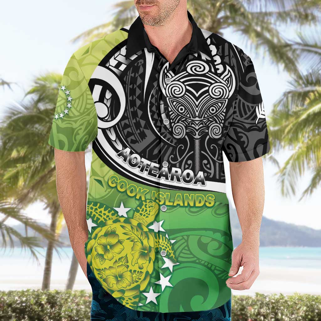 Custom New Zealand Cook Islands Hawaiian Shirt Maori Tiki With Circle Stars Turtle - Polynesian Pride