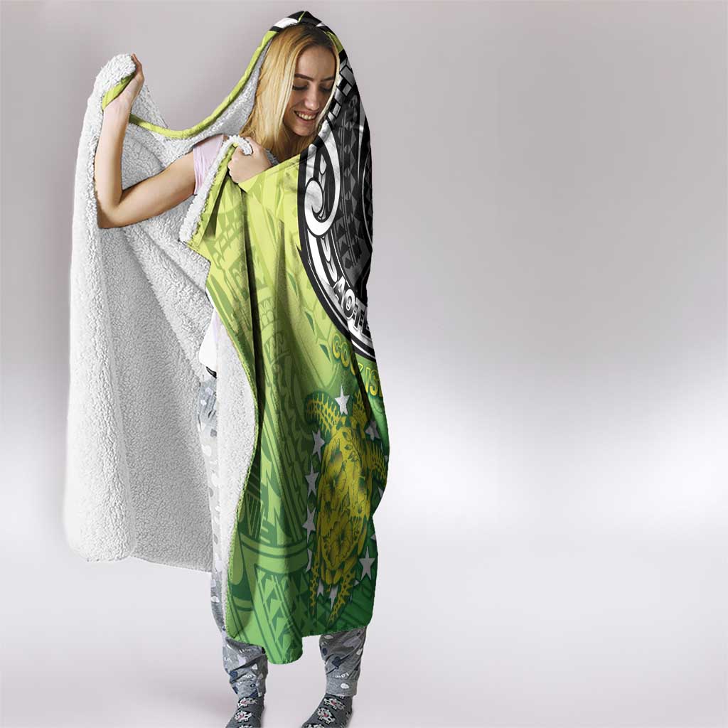 New Zealand Cook Islands Hooded Blanket Maori Tiki With Circle Stars Turtle - Polynesian Pride