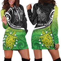 Personalised New Zealand Cook Islands Hoodie Dress Maori Tiki With Circle Stars Turtle LT05 - Polynesian Pride