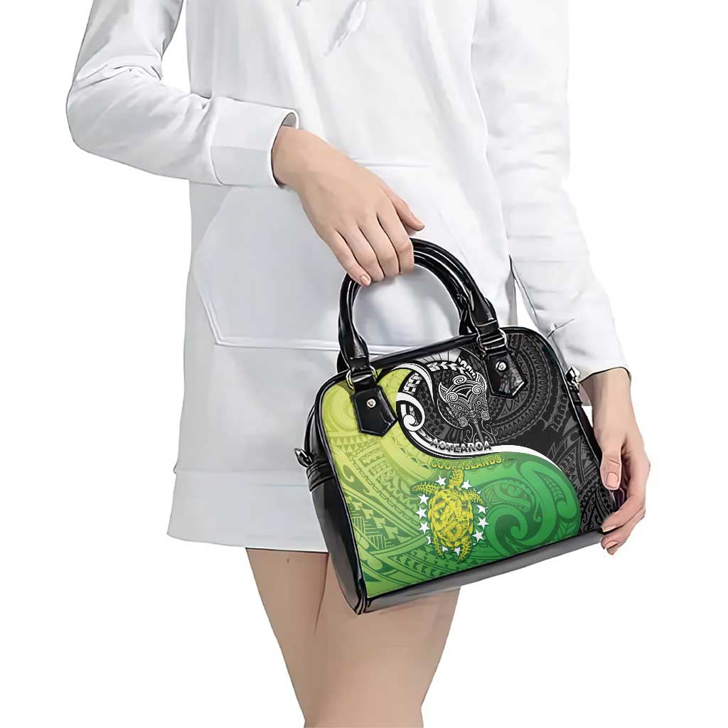 New Zealand Cook Islands Shoulder Handbag Maori Tiki With Circle Stars Turtle - Polynesian Pride