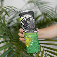 Personalised New Zealand Cook Islands Skinny Tumbler Maori Tiki With Circle Stars Turtle LT05 - Polynesian Pride