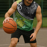 Personalised New Zealand Cook Islands Sleeveless Hoodie Maori Tiki With Circle Stars Turtle LT05 - Polynesian Pride
