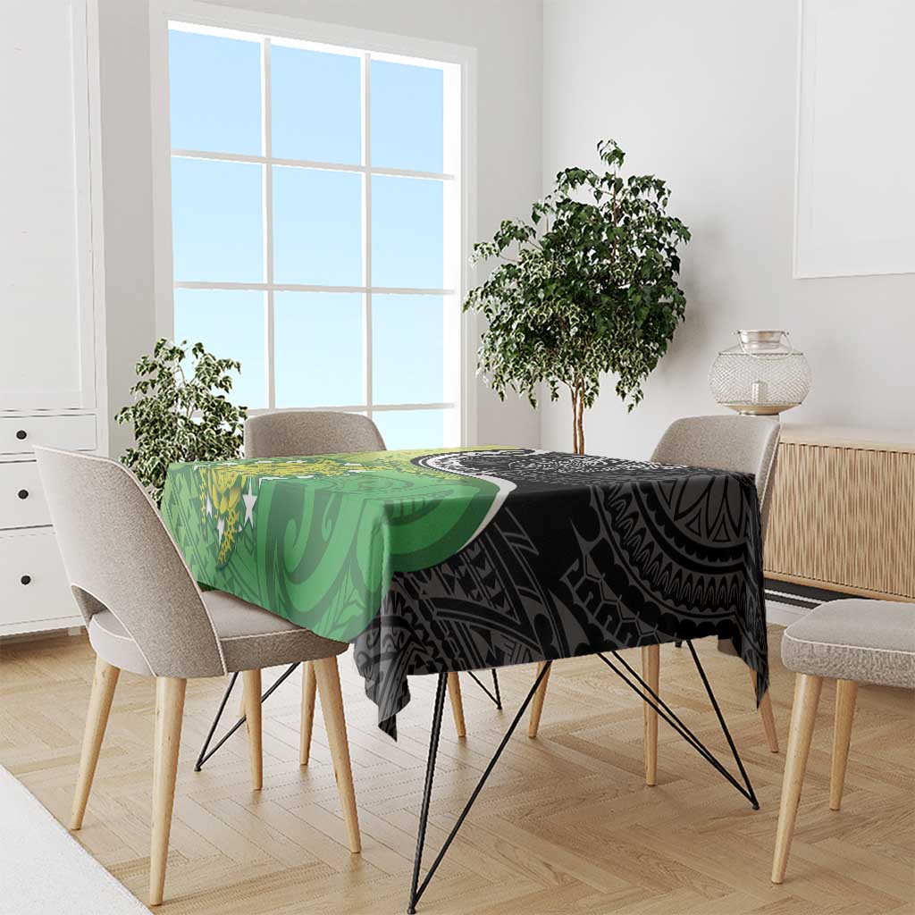 New Zealand Cook Islands Tablecloth Maori Tiki With Circle Stars Turtle - Polynesian Pride