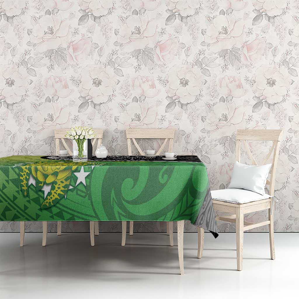 New Zealand Cook Islands Tablecloth Maori Tiki With Circle Stars Turtle - Polynesian Pride