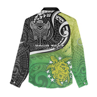 Personalised New Zealand Cook Islands Women Casual Shirt Maori Tiki With Circle Stars Turtle LT05 - Polynesian Pride