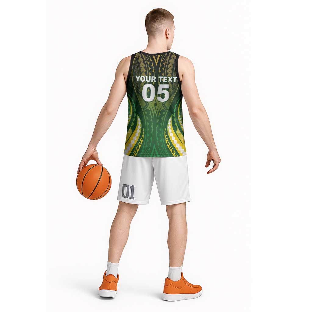Custom Cook Islands Rugby Basketball Jersey Unique Style Green Version - Polynesian Pride