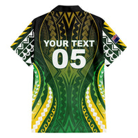 Custom Cook Islands Rugby Family Matching Off Shoulder Maxi Dress and Hawaiian Shirt Unique Style Green Version - Polynesian Pride