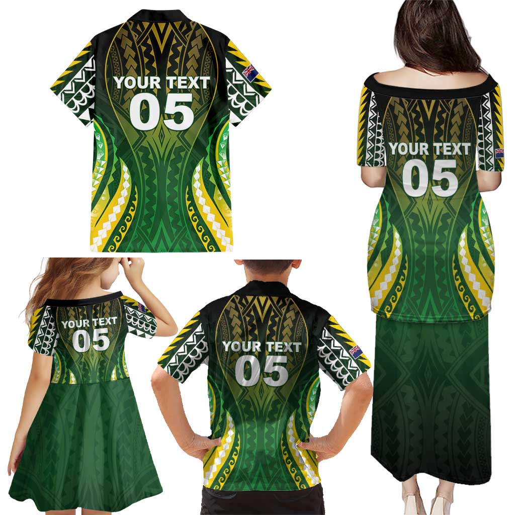 Custom Cook Islands Rugby Family Matching Puletasi and Hawaiian Shirt Unique Style Green Version - Polynesian Pride