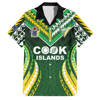 Custom Cook Islands Rugby Family Matching Short Sleeve Bodycon Dress and Hawaiian Shirt Unique Style Green Version LT05 Dad's Shirt - Short Sleeve Green - Polynesian Pride